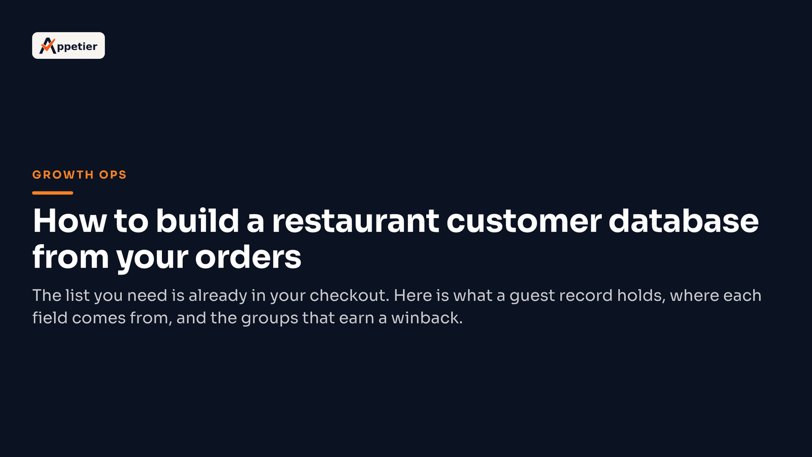 Title card reading "How to build a restaurant customer database from your orders".